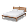 Baxton Studio Romy Ash Walnut Finished and Synthetic Rattan Queen Size Platform Bed 159-9820-9821
